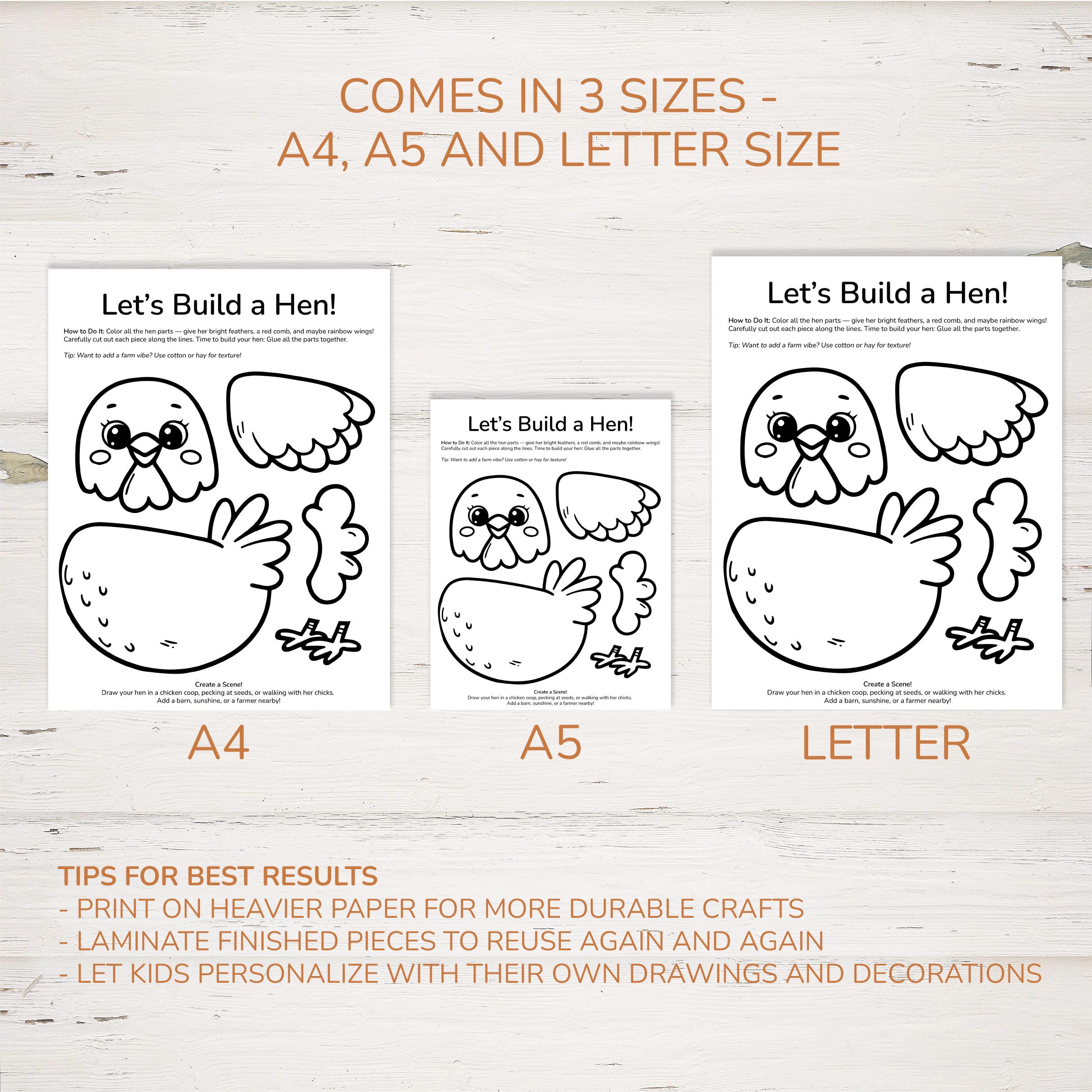 Hen Craft Printable, Cut and Paste Little Red Hen Activity for Kids ...