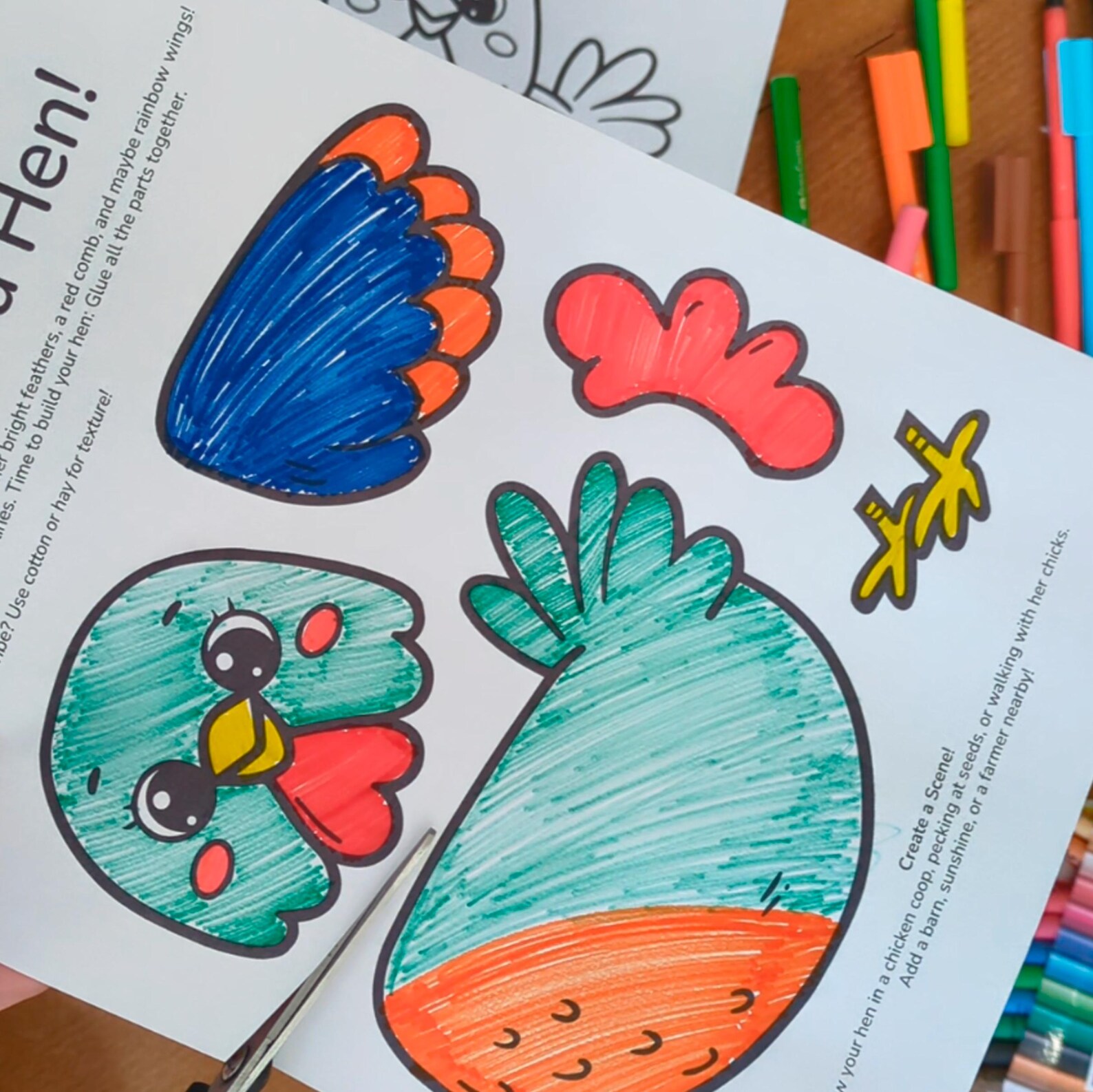 Hen Craft Printable, Cut and Paste Little Red Hen Activity for Kids ...