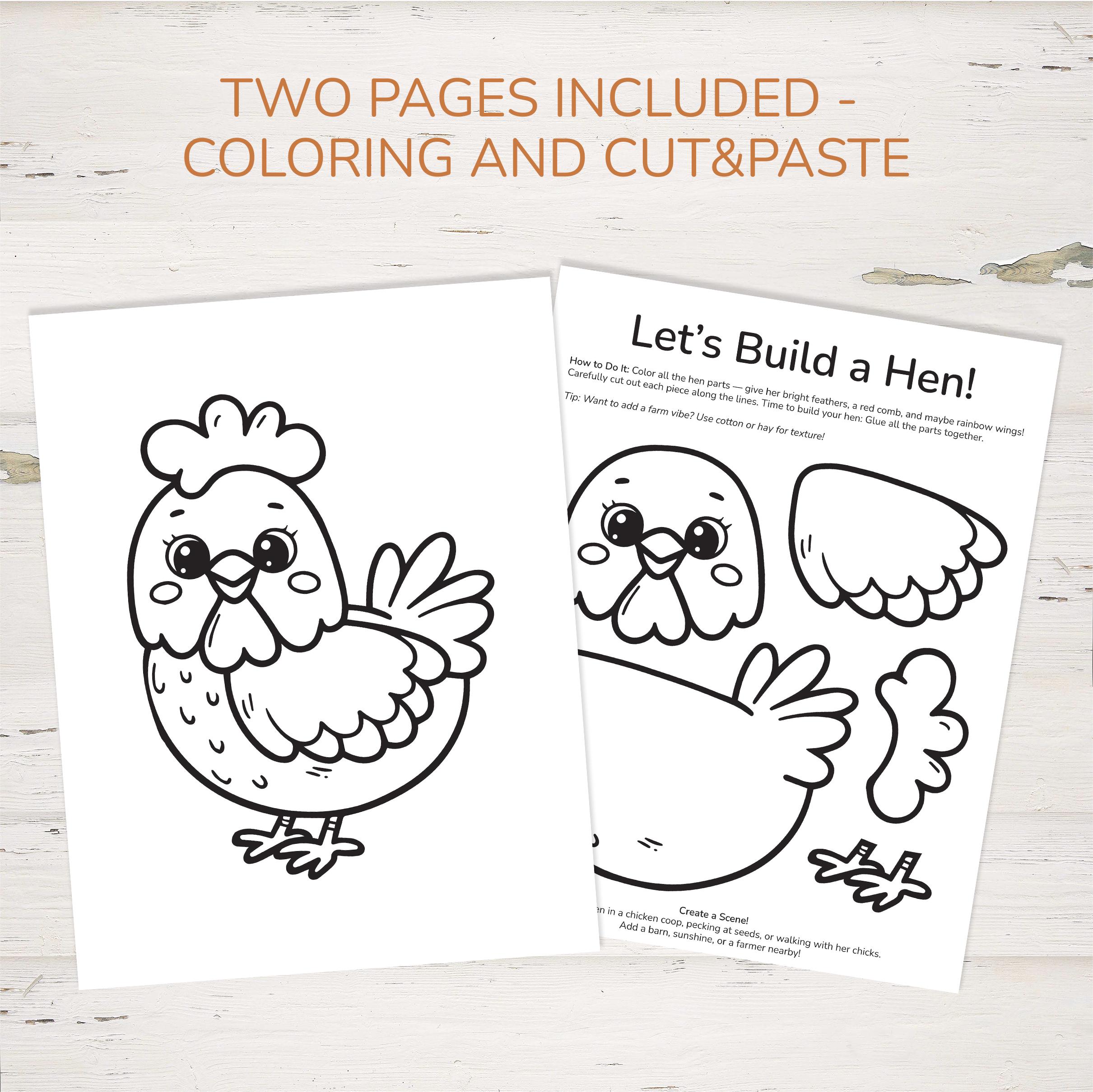 Hen Craft Printable, Cut and Paste Little Red Hen Activity for Kids ...