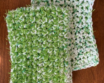 Set of two hand crocheted cotton sustainable double sided sponges