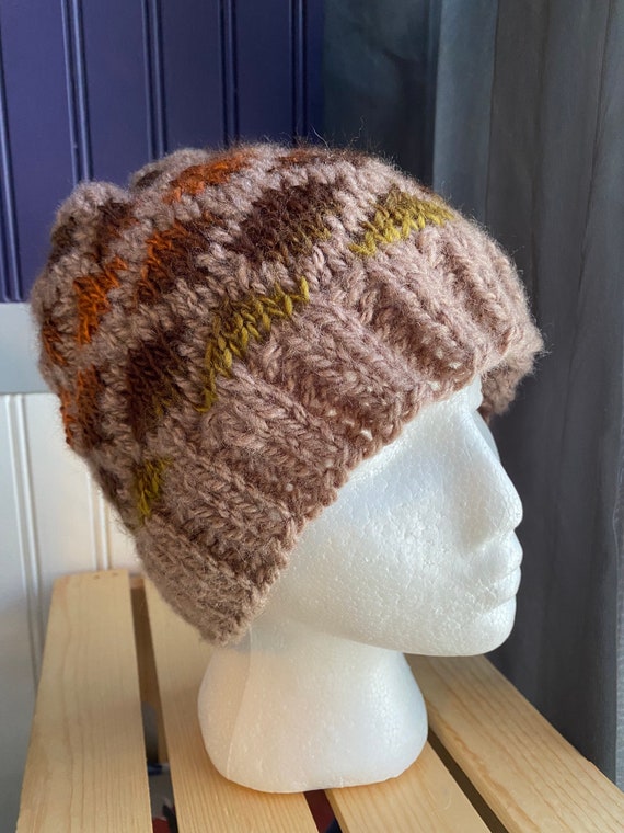 Desert window hand knit fair aisle wool winter autumn beanie hat