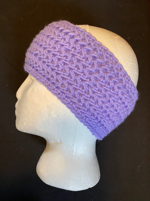 Hand crocheted lavender purple ear warmer headband