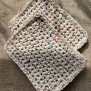 Set of two hand crocheted cotton sustainable double sided sponges zdjęcie 2