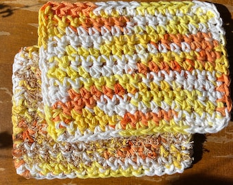 Set of two hand crocheted cotton sustainable double sided sponges