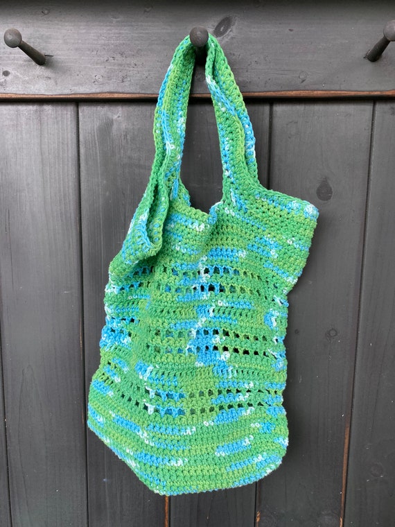 Hand crocheted sustainable cotton market produce bag