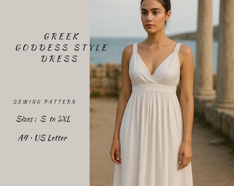 Greek Goddess Maxi Dress Sewing Pattern: Boho Summer Style (PDF Download, S-3XL)