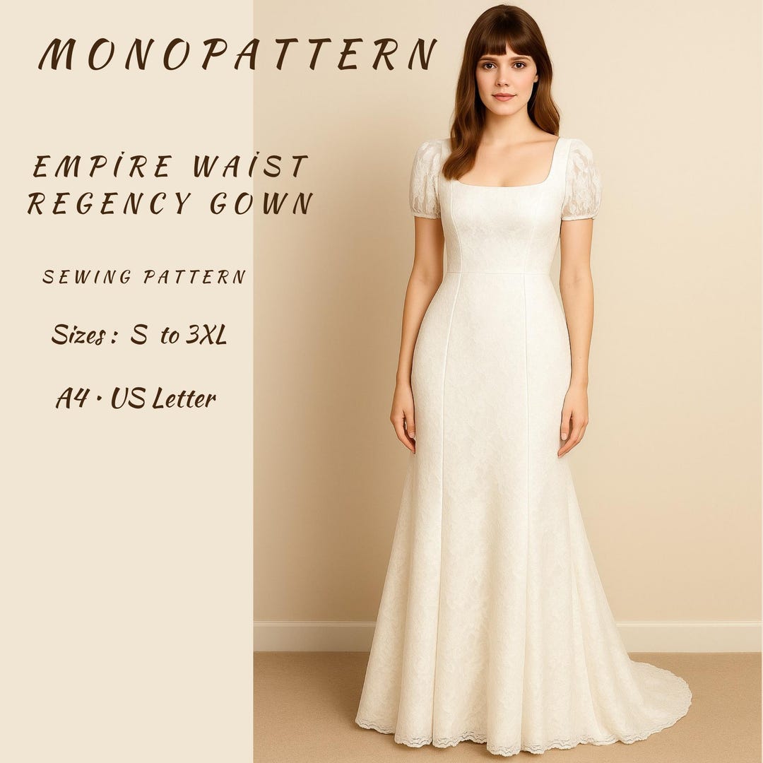 Empire Waist Regency Gown Sewing Pattern (PDF) Etsy