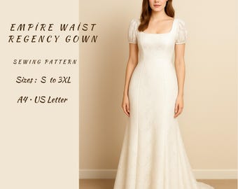 Empire-Taille Regency Kleid Schnittmuster PDF