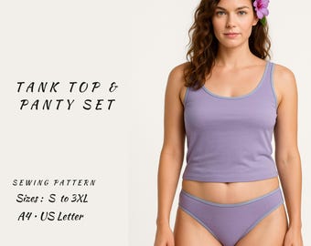 Tank Top and Panty Sewing Pattern, Women's Sleepwear (PDF)