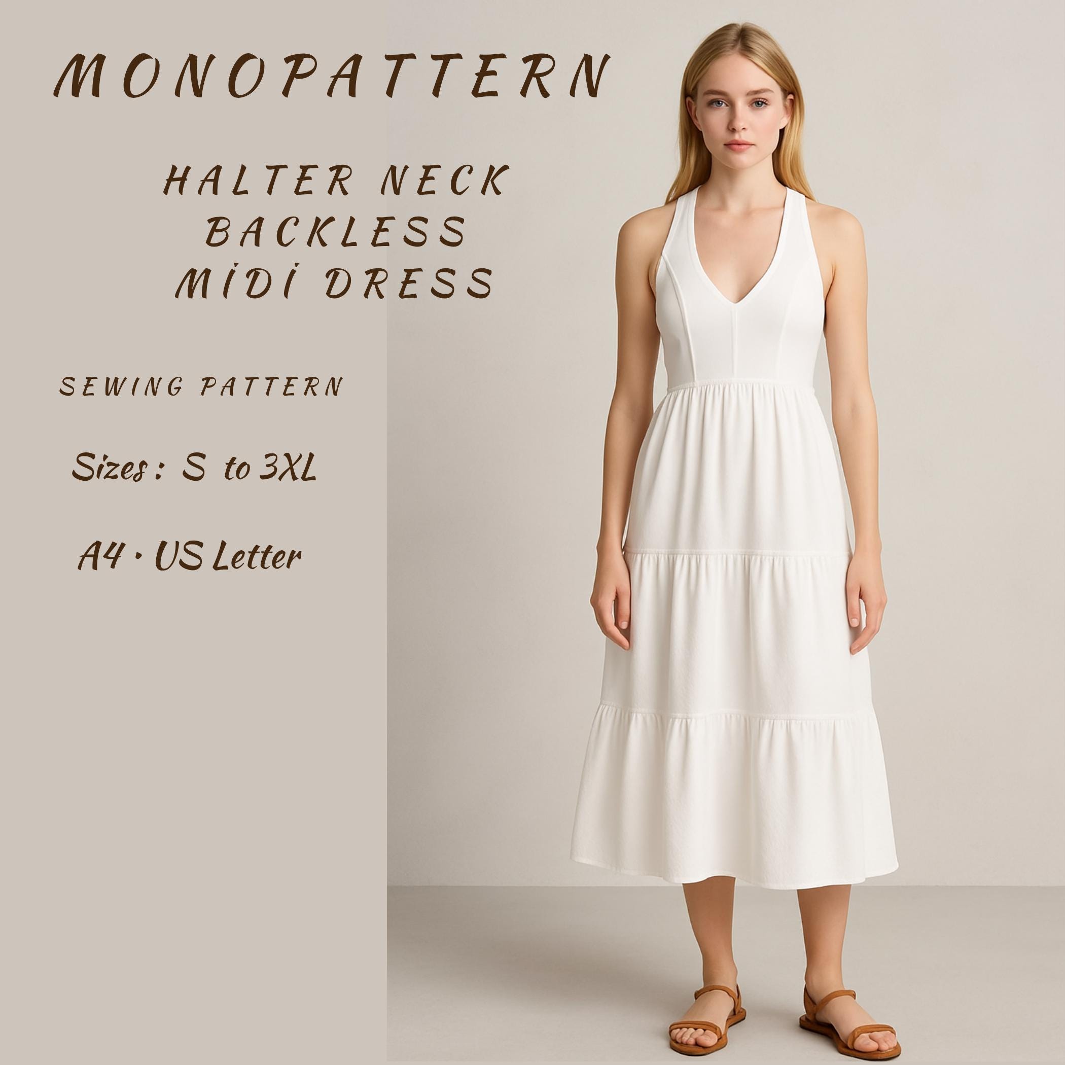 white christmas dresses White Cotton Halter Midi Sundress – Boiilife main image 0