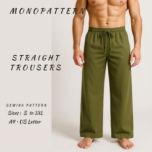 Men&#39;s Straight Trousers Sewing Pattern: Sizes S-3XL (Digital PDF Pattern)