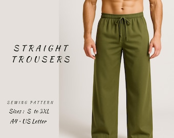 Men's Straight Trousers Sewing Pattern: Sizes S-3XL (Digital PDF Pattern)