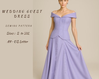 Off-Shoulder Ballgown Dress Sewing Pattern (PDF)