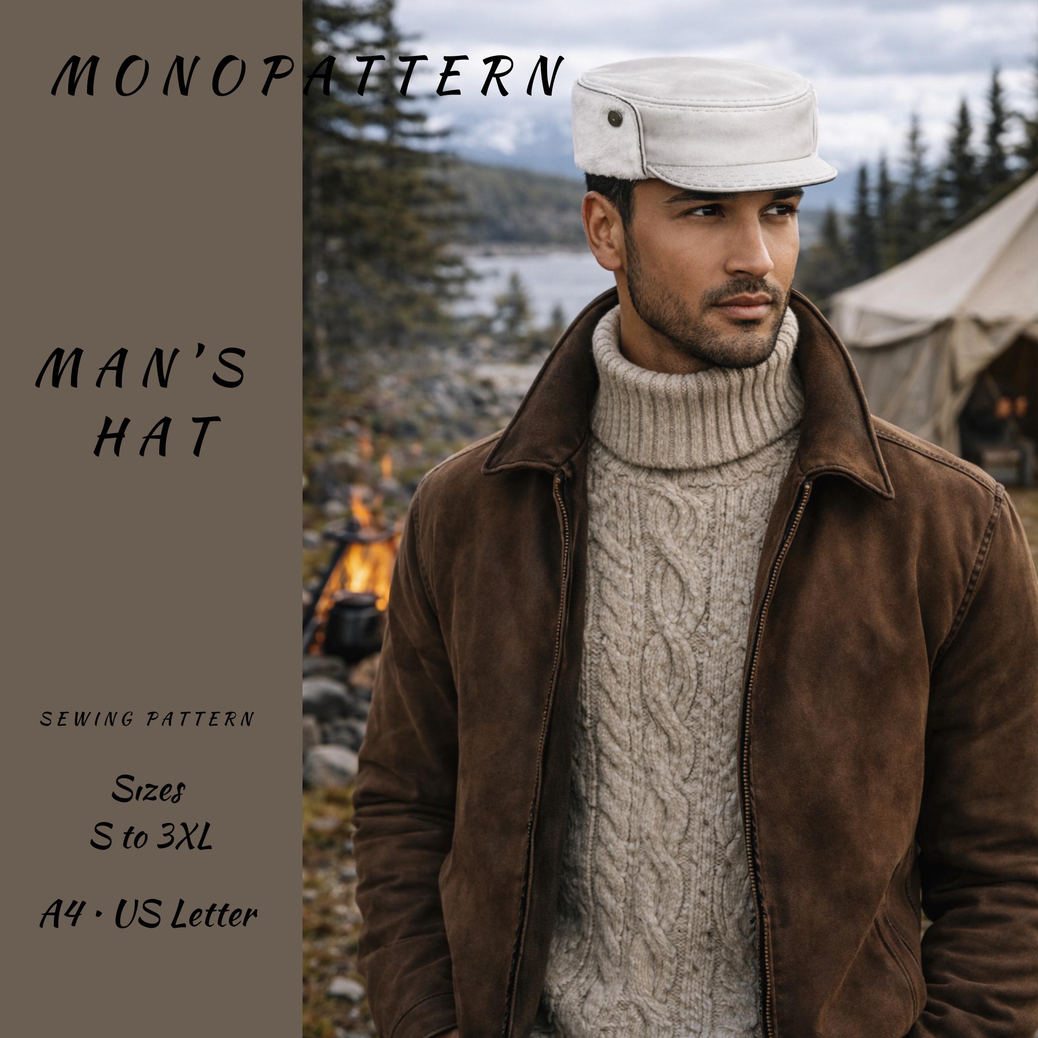 Men's Military Cadet Cap Sewing Pattern | Flat Top Hat (PDF Pattern, A4 ...