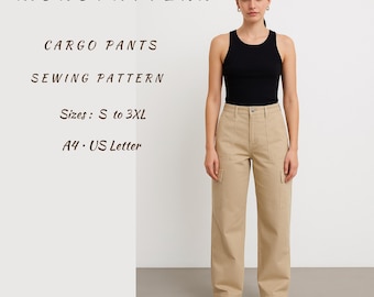Cargo Pants Sewing Pattern: Ladies Plus Size S-3XL (Digital Download)