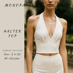 Halter Neck Crop Top Sewing Pattern | Summer Tank Top PDF, Summer Top – Ladies Sizes S to 3XL – A4/Letter Printable Sewing Pattern