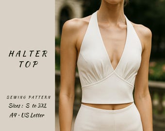 Halter Crop Top Sewing Pattern: Ladies Sizes S-3XL (A4/Letter PDF Download)