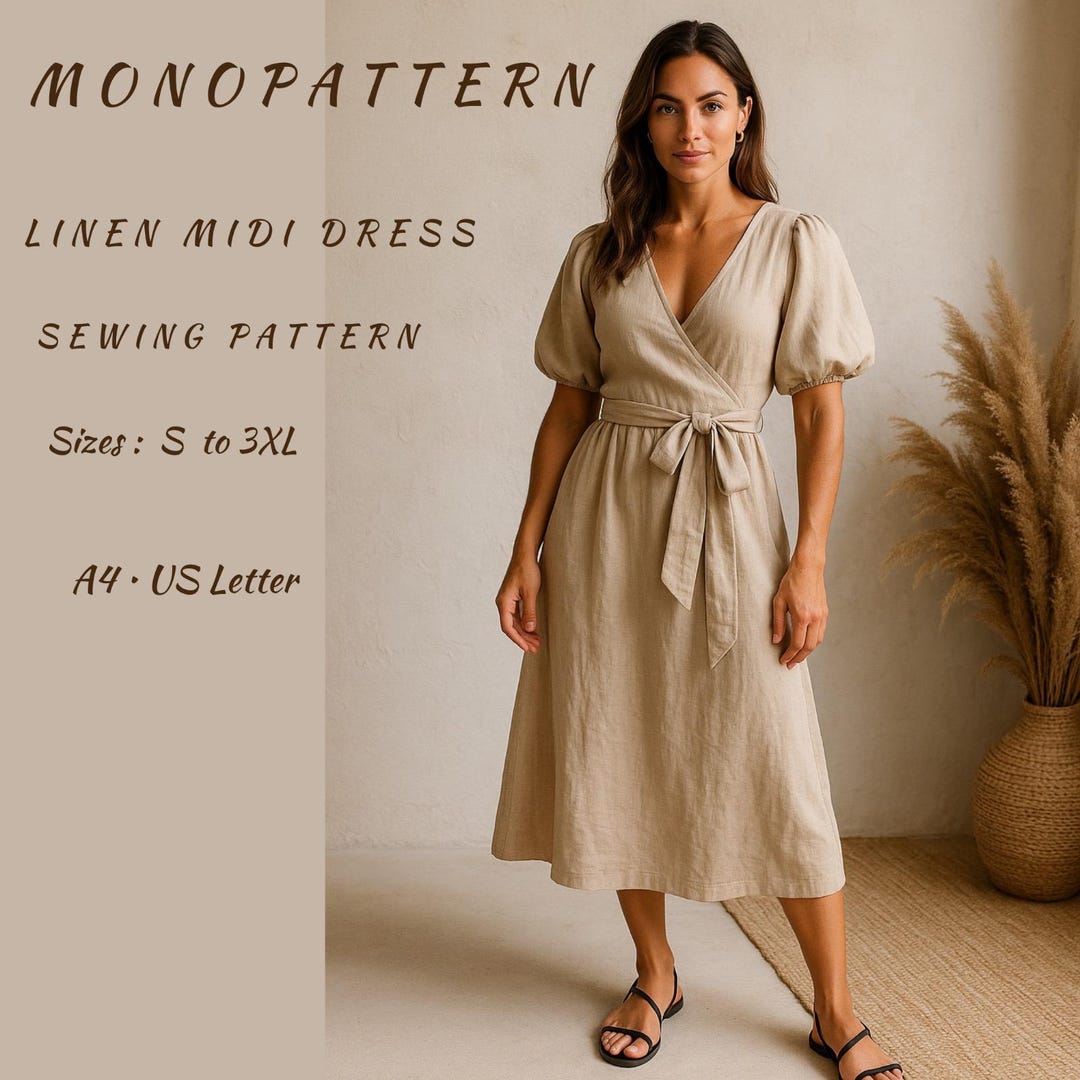 plus size linen dress pattern Linen Maxi Dress Sewing Pattern PDF | Easy Empire Waist Dress | Short  Sleeve Summer Dress | Beginner Friendly