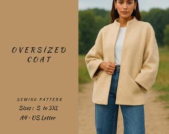 Oversized Wool Coat Sewing Pattern (S-3XL) (PDF)