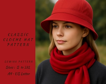 Vintage Cloche Hat Sewing Pattern – Women's Winter Bucket Hat (PDF)