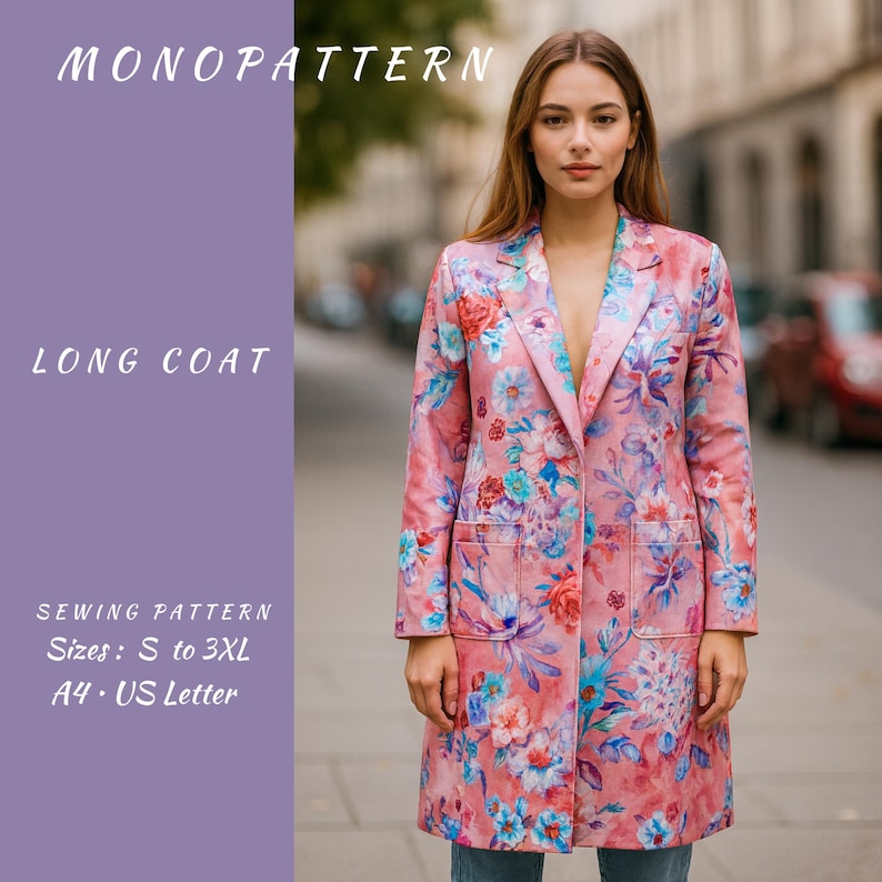 Overocoat Pattern Elegant Women's Overcoat Sewing Pattern: Minimalist Chic, Size S-3XL ...