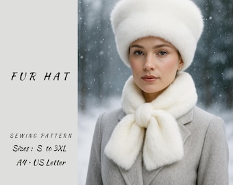 Faux Fur Winter Hat Sewing Pattern (PDF) – Vintage Russian Style Hat – One Size 56–58 cm – Easy Printable Hat Pattern