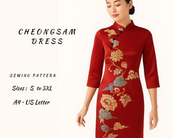Cheongsam Dress Sewing Pattern: Vintage Chinese Qipao (PDF Download, S-3XL)