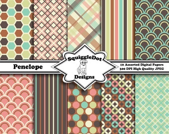 Printable Papers - Digital Scrapbook Paper in Soft Baby Colors - Penelope - Instant Download