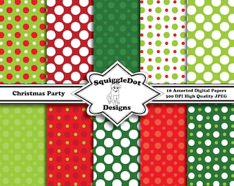 Digital Printable Christmas Paper Paper for Cards, Crafts, Art and Scrapbooking Set of 10 - Christmas Party - Instant Download