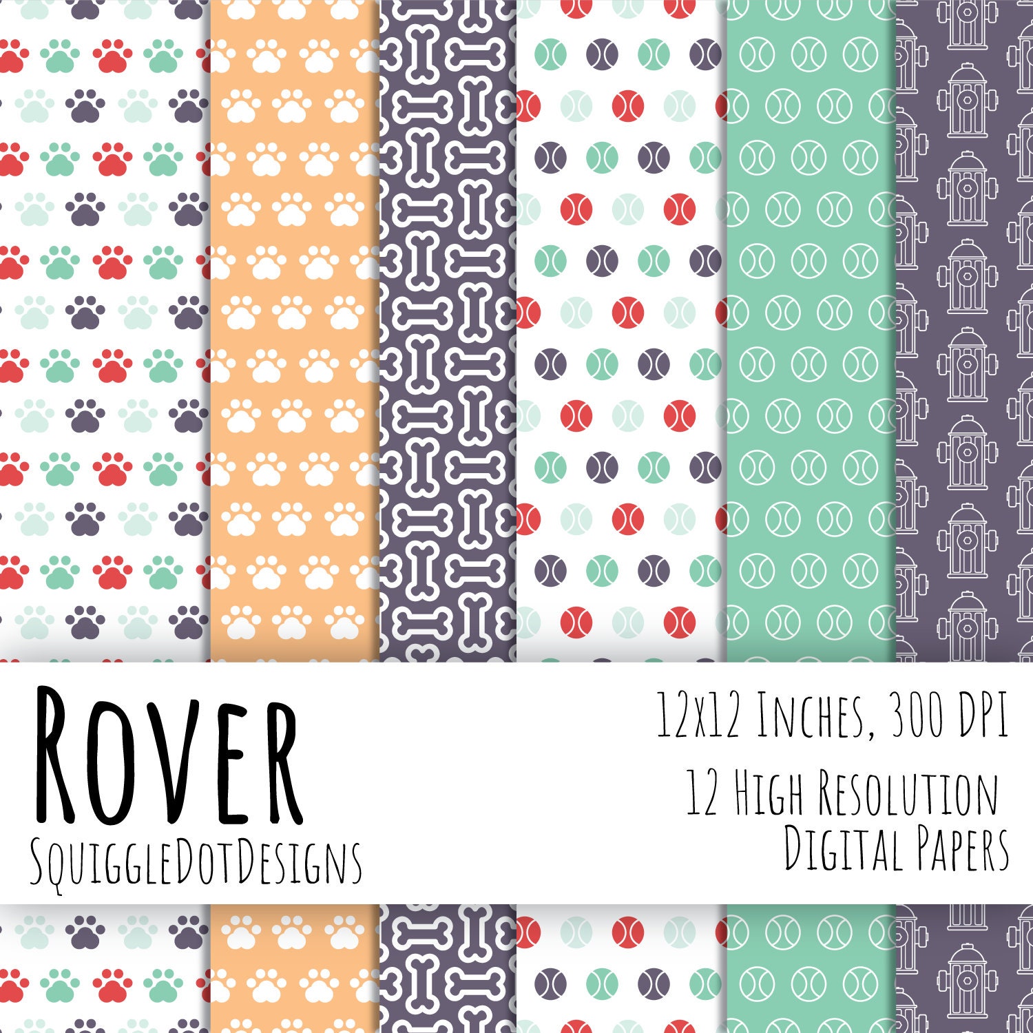Dog Themed Digital Printable Paper for Cards, Crafts, Art and ...