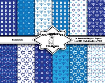 Digital bedruckbare Papier für Karten, Handwerk, Kunst und Scrapbooking-Set von 12 - Chanukka - sofort-Download