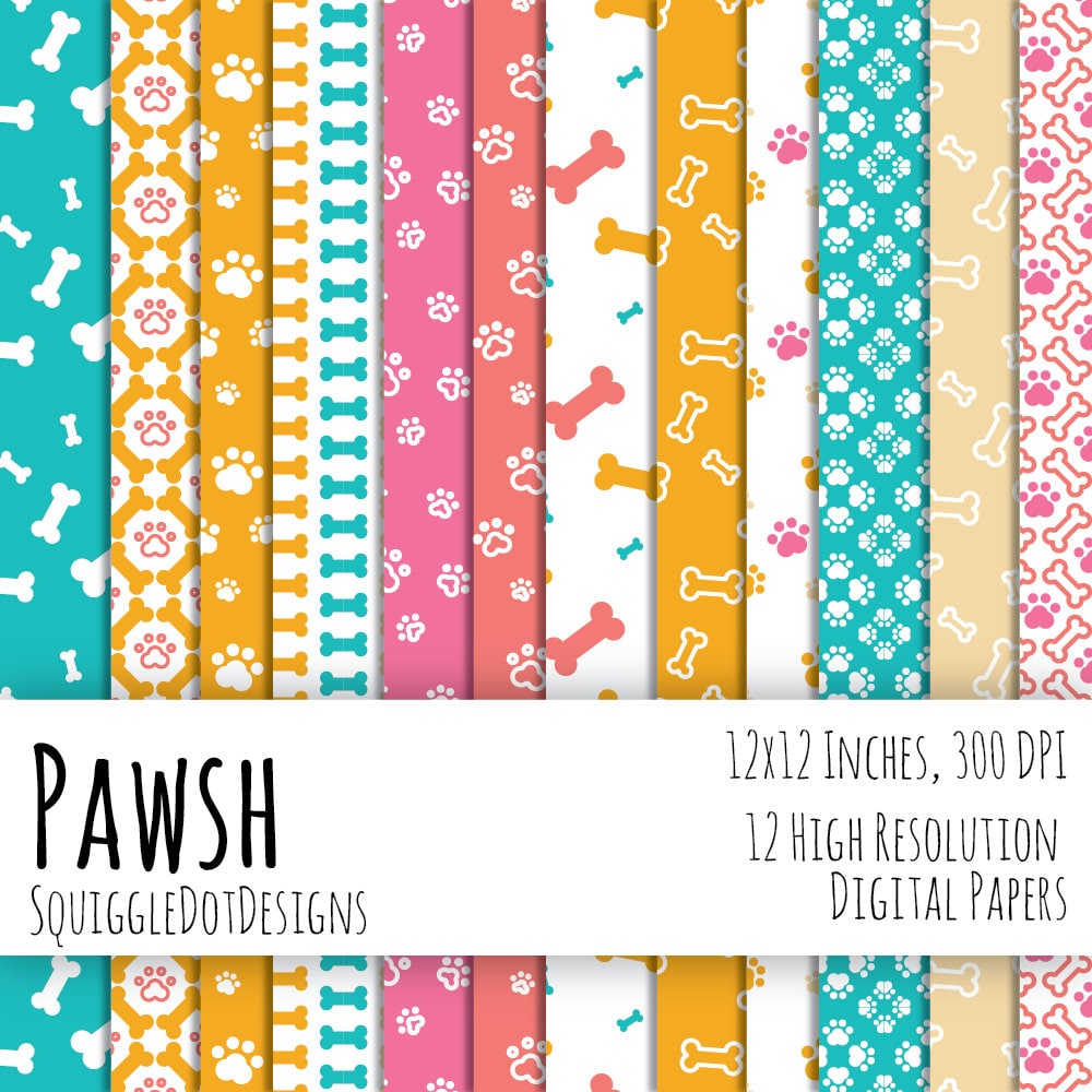 Dog Themed Digital Printable Paper for Cards, Crafts, Art and ...