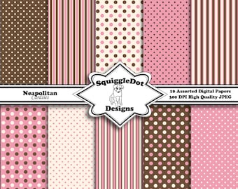 Digital Patterned Paper Designed for Cards, Small Crafts, Art and Mini Scrapbook Albums Set of 10 - Neapolitan Cardsies - Instant Download