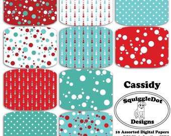 Digital Printable Paper for Cards, Crafts, Art and Scrapbooking Set of 10 - Cassidy - Instant Download