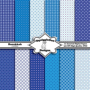 Digitale afdrukbare papier ontworpen voor kaarten, kleine ambachten, kunst en Scrapbooking Mini Albums Set 12 - Chanoeka Cardsies - Instant Download