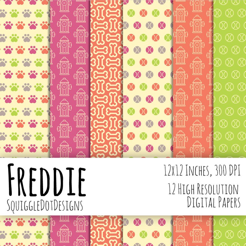 Dog Themed Digital Printable Paper for Cards, Crafts, Art and ...
