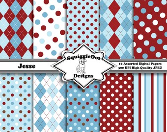 Digital Printable Paper for Cards, Crafts, Art and Scrapbooking Set of 10 - Jesse - Instant Download