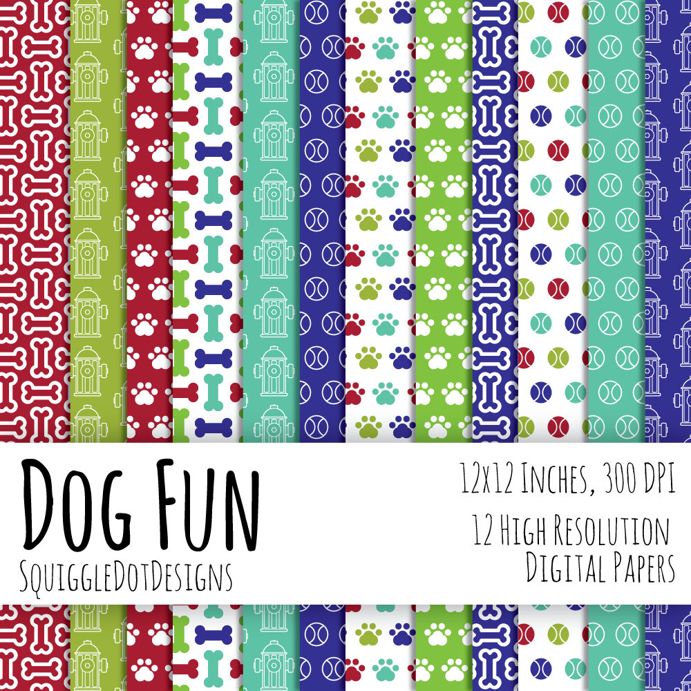 Dog Themed Digital Printable Paper for Cards, Crafts, Art and ...