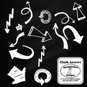 Digital Chalkboard Clip Art for Cards, Invitations, Scrapbooking and other Digital Crafts Set of 15 - Chalk Arrows - Instant Download