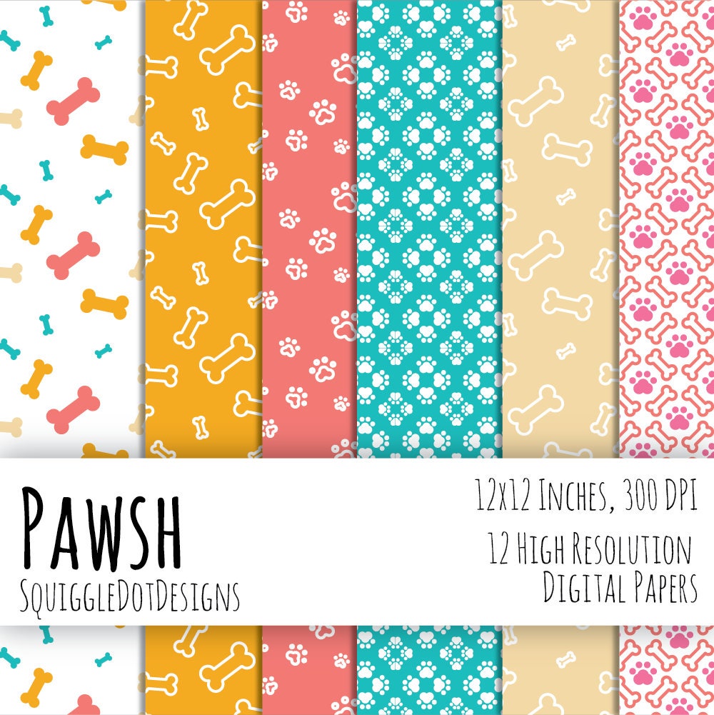 Dog Themed Digital Printable Paper for Cards, Crafts, Art and ...