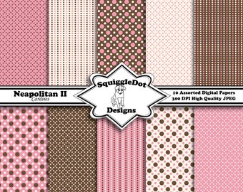 Digital Patterned Paper for Cards, Small Crafts, Art and Mini Scrapbook Albums Set of 10 - Neapolitan II Cardsies - Instant Download