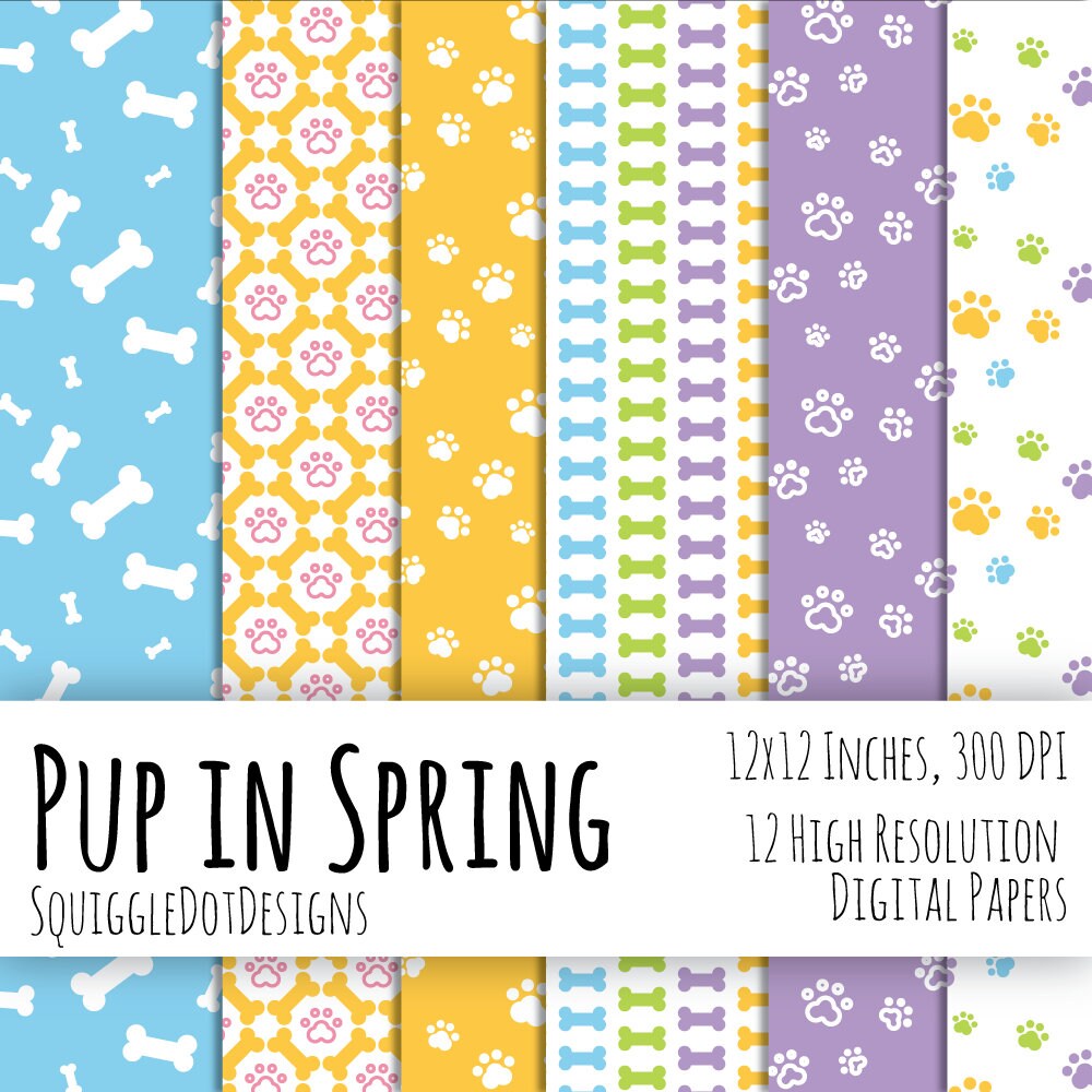 Dog Themed Digital Printable Paper for Cards, Crafts, Art and ...