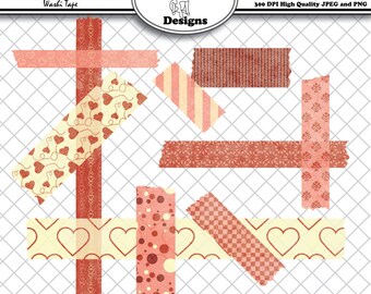 10er - Valentines und Creme Dekoband Digital bedruckbare Dekoband für Scrapbooking für Karten, Handwerk, Kunst und Scrapbooking-Set