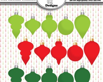 Printable Christmas Clip Art for Digital Scrapbooking - Solid Christmas Ornaments - Instant Download