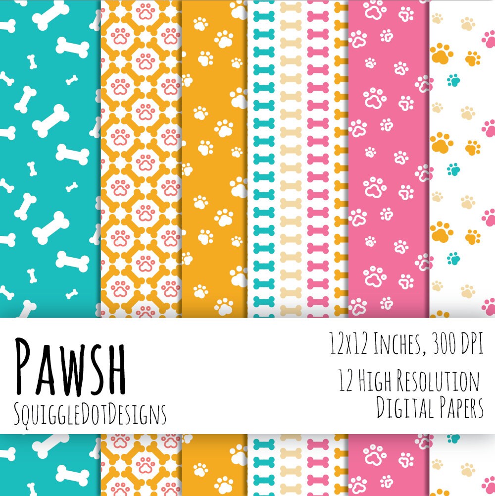 Dog Themed Digital Printable Paper for Cards, Crafts, Art and ...