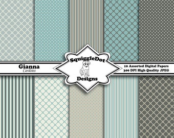 Digital Printable Paper Designed for Cards, Small Crafts, Art and Mini Scrapbook Albums Set of 10 - Gianna Cardsies - Instant Download