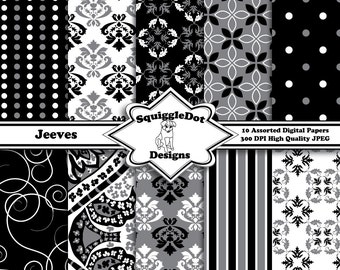 Digital Printable Paper for Cards, Crafts, Art and Scrapbooking Set of 10 - Jeeves - Instant Download