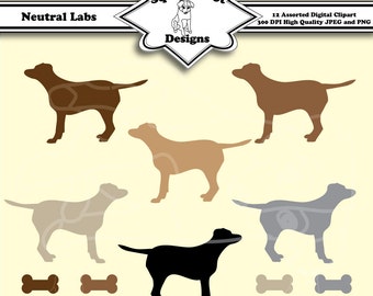 Printable Dog Themed Clip Art for Digital Scrapbooking - Neutral Labs - Instant Download