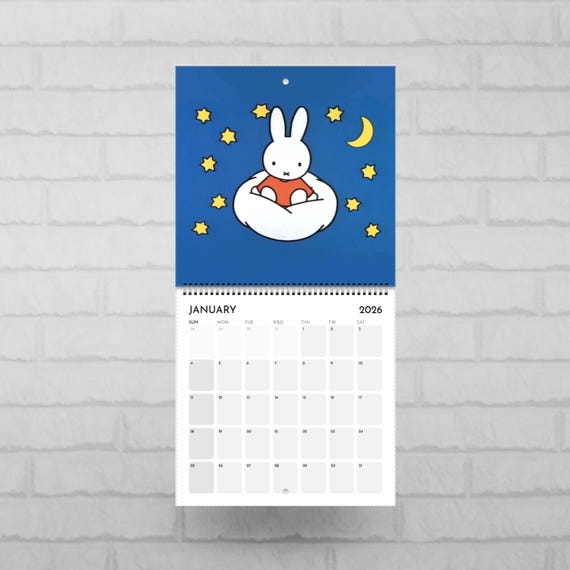 Miffy Calendar 2026 | Wall Calendar | Cute Calendar | Aesthetic Wall Art | Miffy Gift | Kawaii Wall Art | Miffy Bunny Rabbit | Kids Calendar