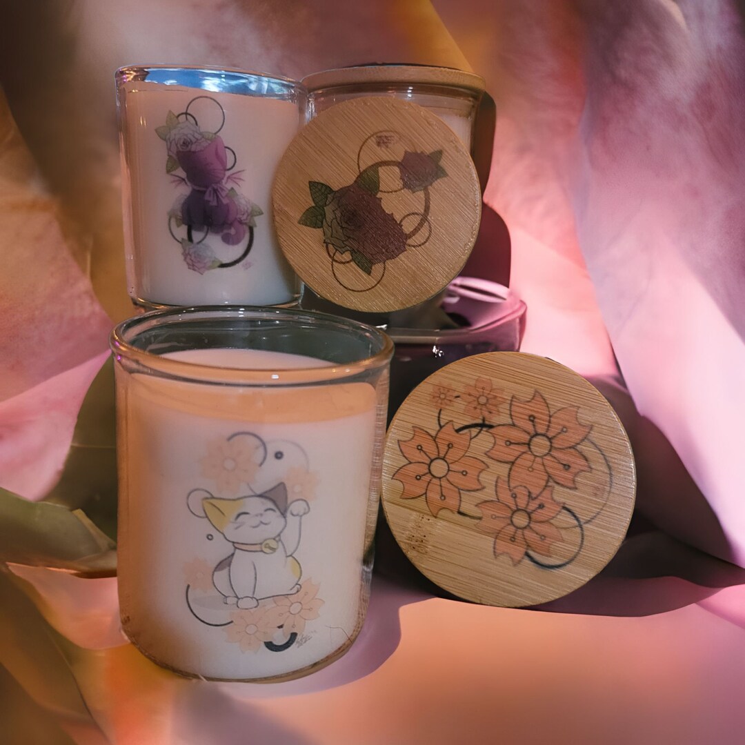 Sublimated Candles Lucky Cat Candle Goth Cat Candle Etsy